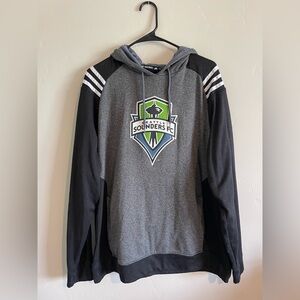 Adidas Gray and Black Seattle Sounders FC Hoodie